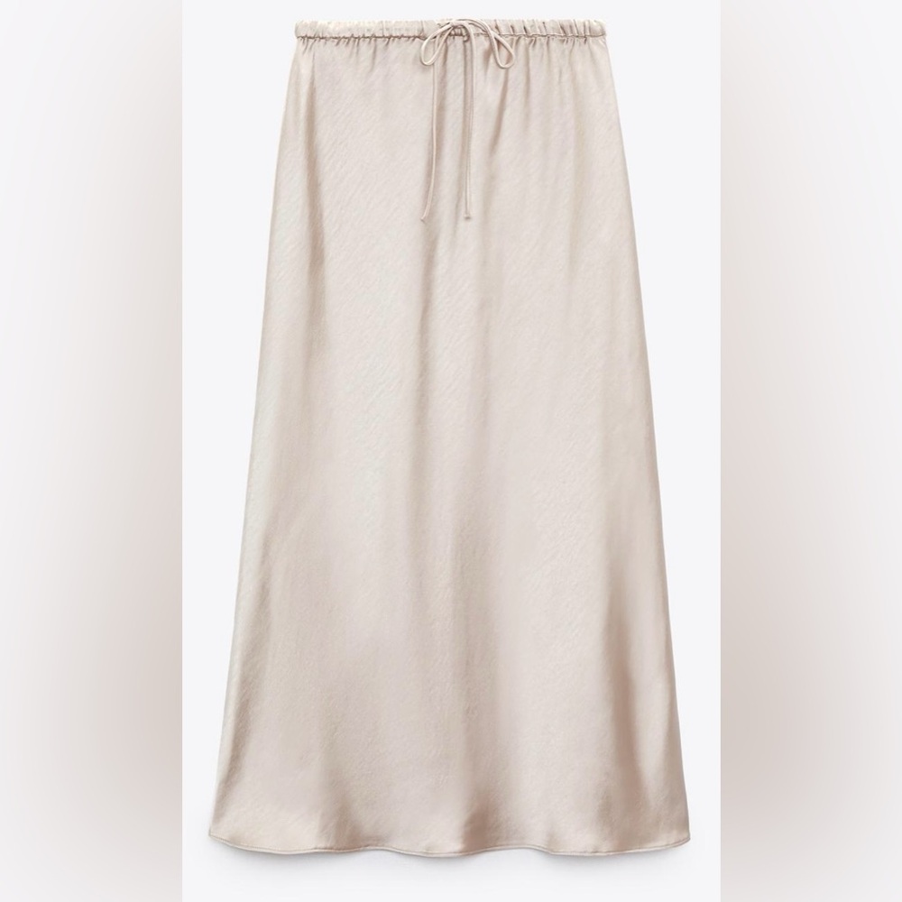 Zara Satin Effect Skirt - Pearl Grey, New with tag